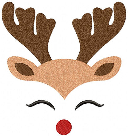 Christmas Rudolph Reindeer - Fill Stitch - Machine Embroidery Design