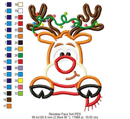 Rudolph Reindeer Face and Hiding His Eyes - Applique - Set of 2 designs