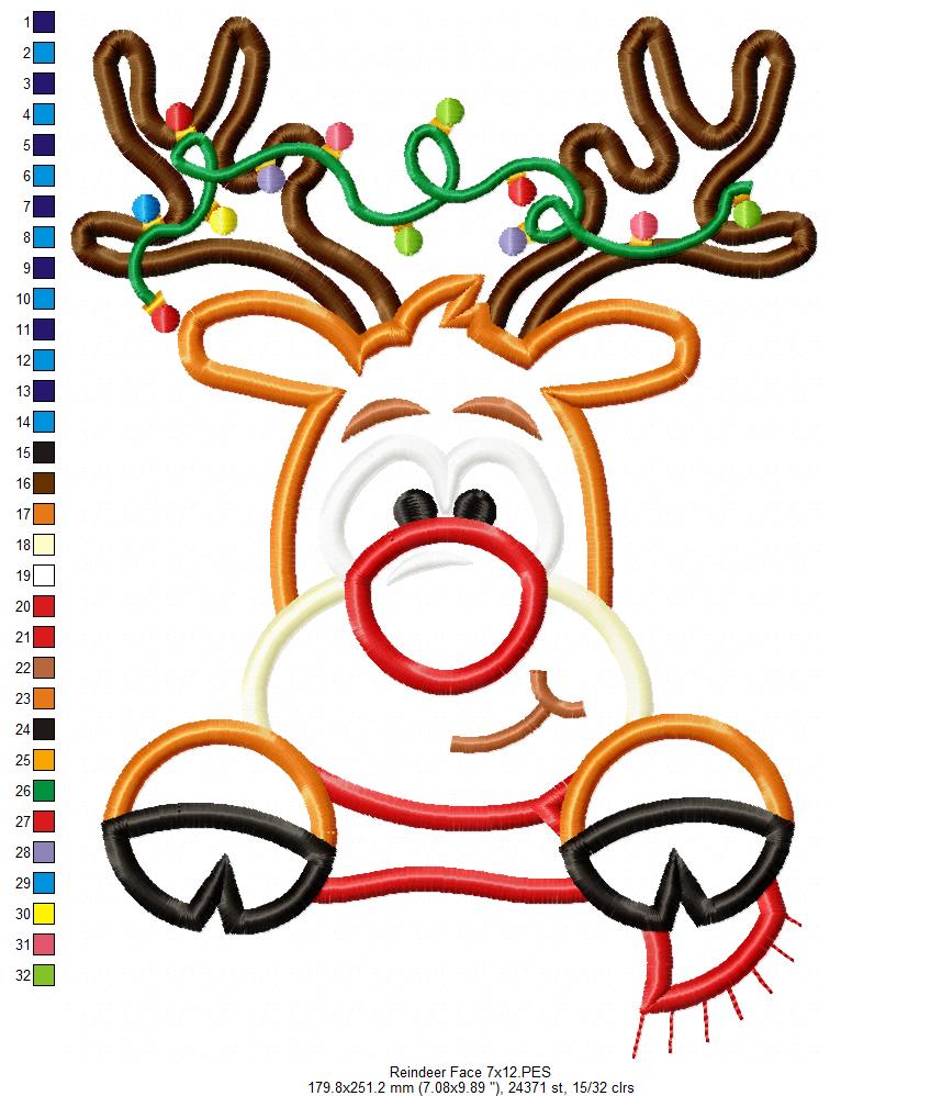 Rudolph Reindeer Face and Hiding His Eyes - Applique - Set of 2 designs