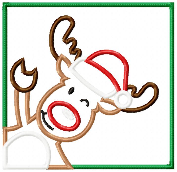 Christmas Rudolph Reindeer Frame - Applique