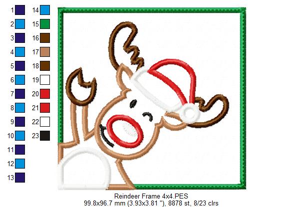 Christmas Rudolph Reindeer Frame - Applique