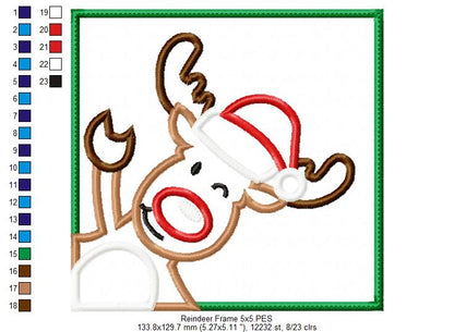 Christmas Rudolph Reindeer Frame - Applique