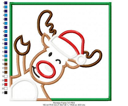 Christmas Rudolph Reindeer Frame - Applique