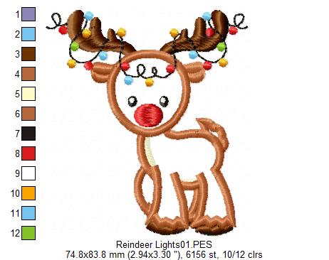Reindeer with lights - Applique
