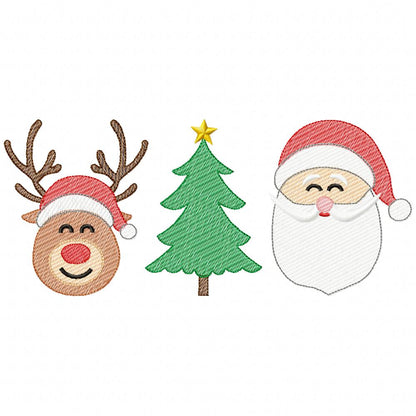 Reindeer, Tree and Santa Trio - Rippled Stitch