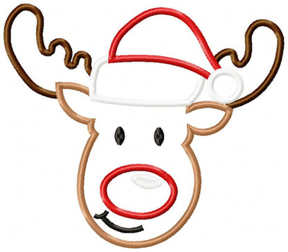 Christmas Rudolph Reindeer with Hat - Applique