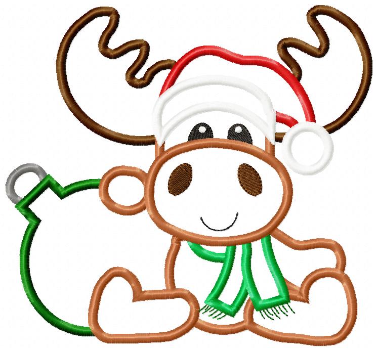 Reindeer and Christmas Bulb - Applique Machine Embroidery Design