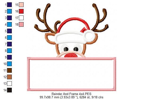 Rudolph Reindeer Frame - Applique