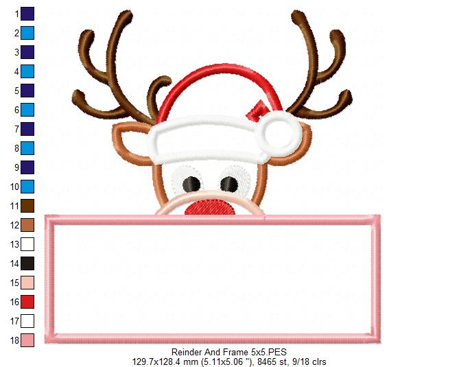 Rudolph Reindeer Frame - Applique