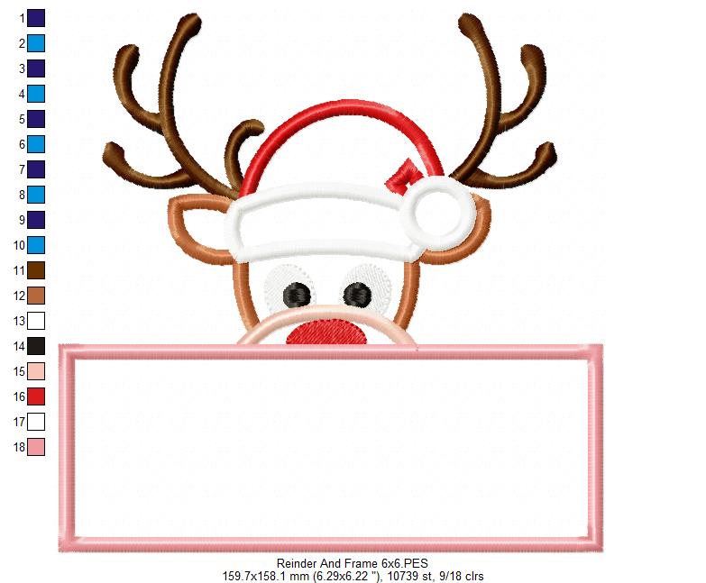 Rudolph Reindeer Frame - Applique