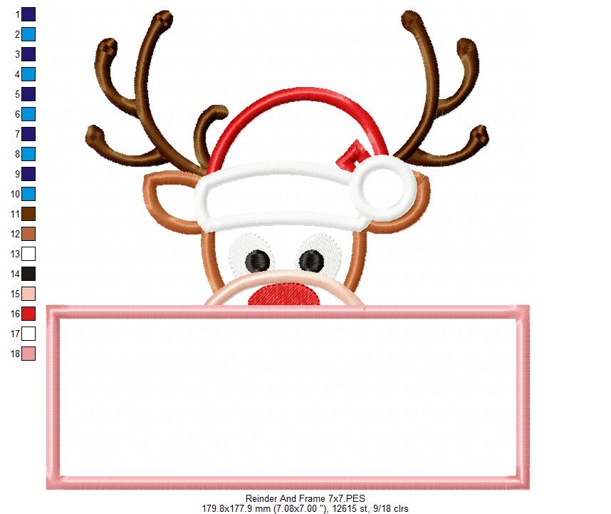 Rudolph Reindeer Frame - Applique