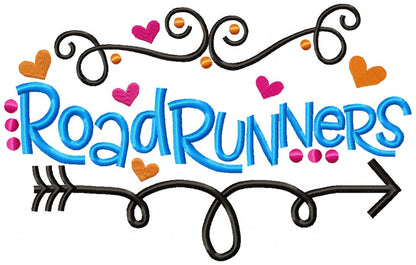 Roadrunners Arrows Hearts - Satin Stitch - Machine Embroidery Design