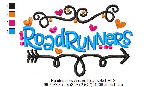 Road Runners Fun Arrows and Hearts - Fill Stitch