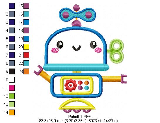 Robot Toys Pack with 5 designs - Applique