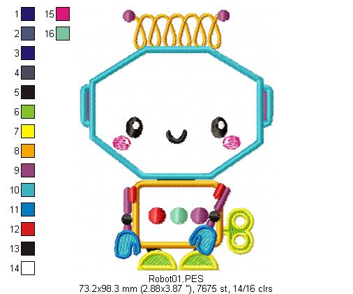 Robot Toys Pack with 5 designs - Applique