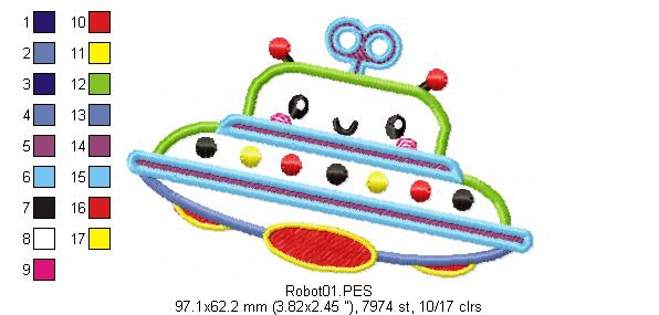 Robot Toys Pack with 5 designs - Applique
