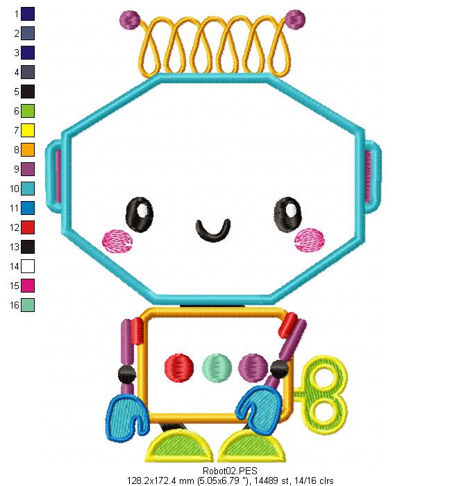 Robot Toys Pack with 5 designs - Applique