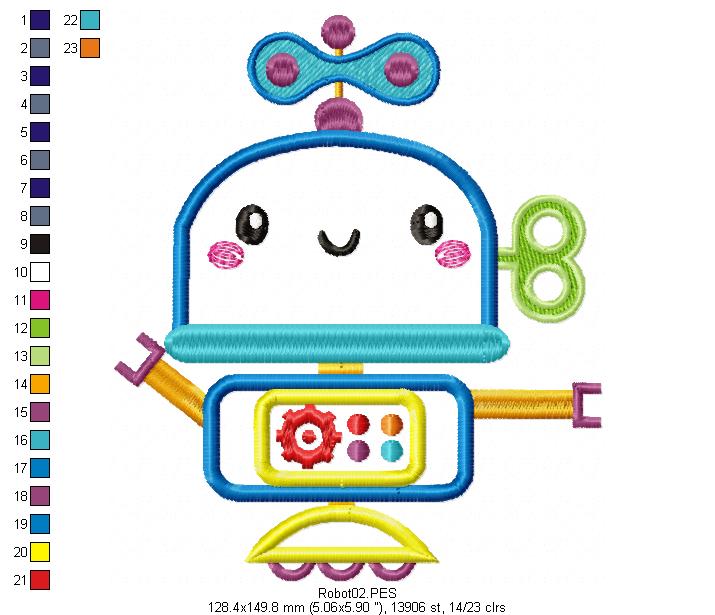 Robot Toys Pack with 5 designs - Applique