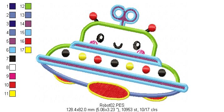 Robot Toys Pack with 5 designs - Applique