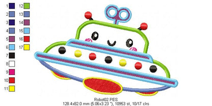 Robot Toys Pack with 5 designs - Applique