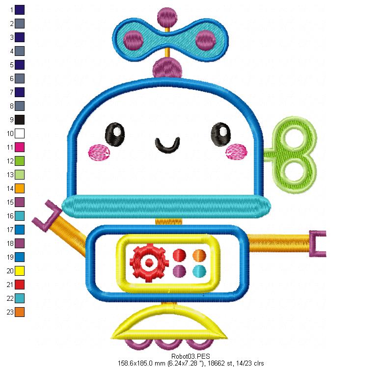 Robot Toys Pack with 5 designs - Applique