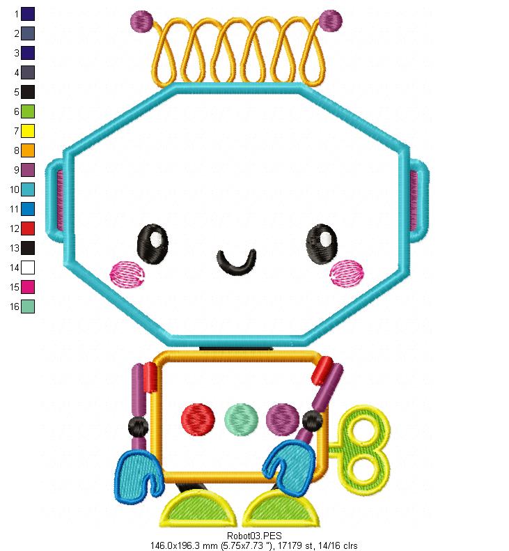 Robot Toys Pack with 5 designs - Applique