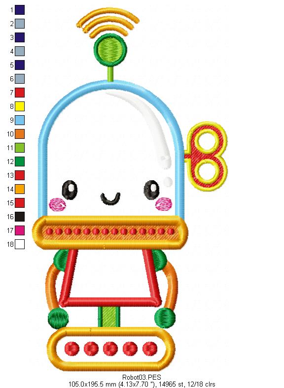 Robot Toys Pack with 5 designs - Applique