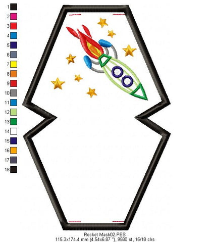 Rocket ITH Face Mask - ITH Project - Machine Embroidery Design