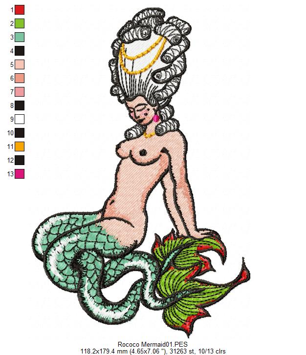 Mermaid Rococo - Satin Stitch