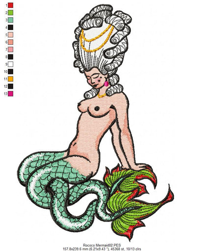 Mermaid Rococo - Satin Stitch