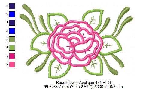 Spring Rose Flower - Applique