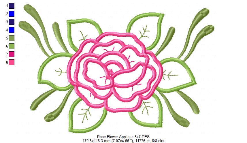 Spring Rose Flower - Applique