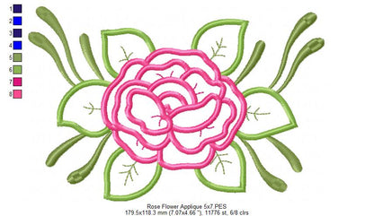 Spring Rose Flower - Applique