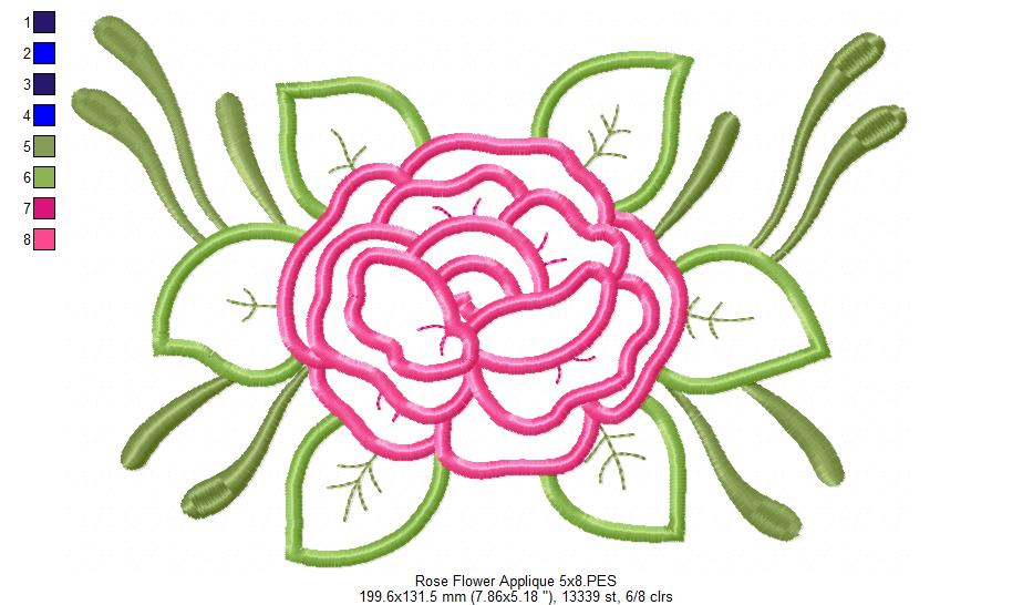 Spring Rose Flower - Applique