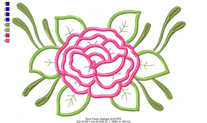 Spring Rose Flower - Applique