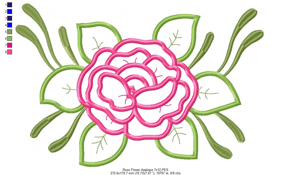Spring Rose Flower - Applique