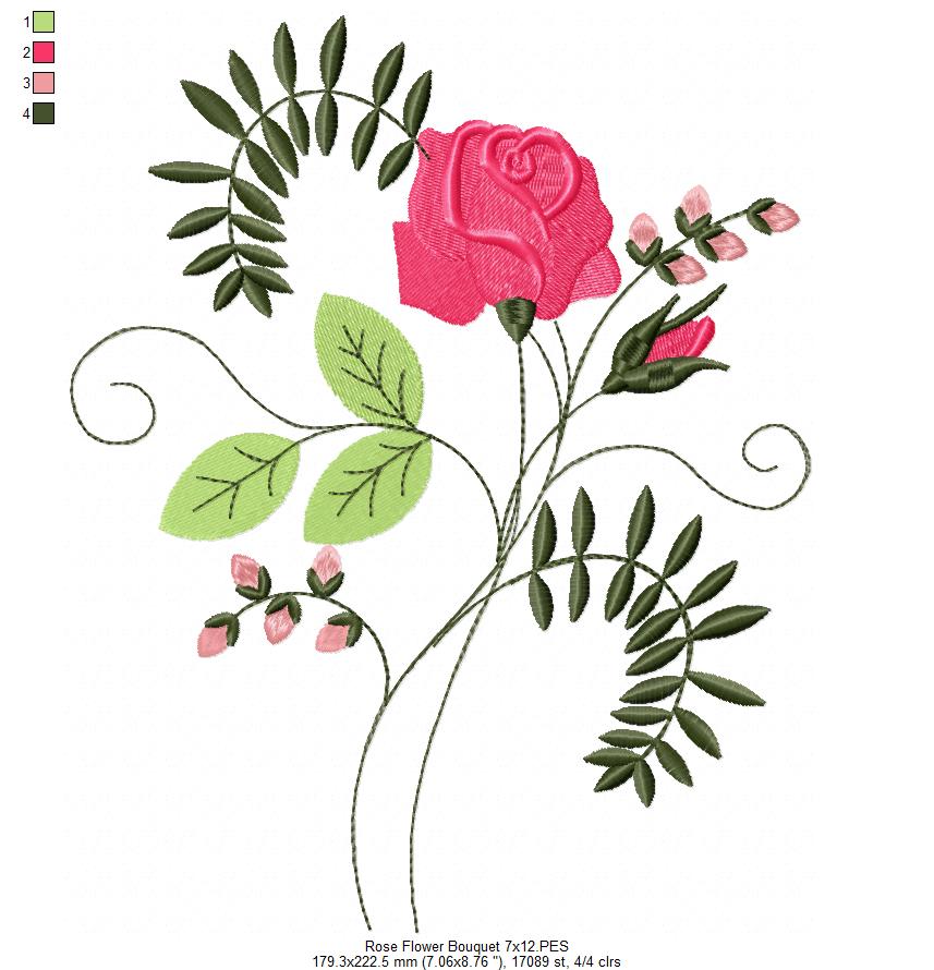 Rose Flower - Fill Stitch