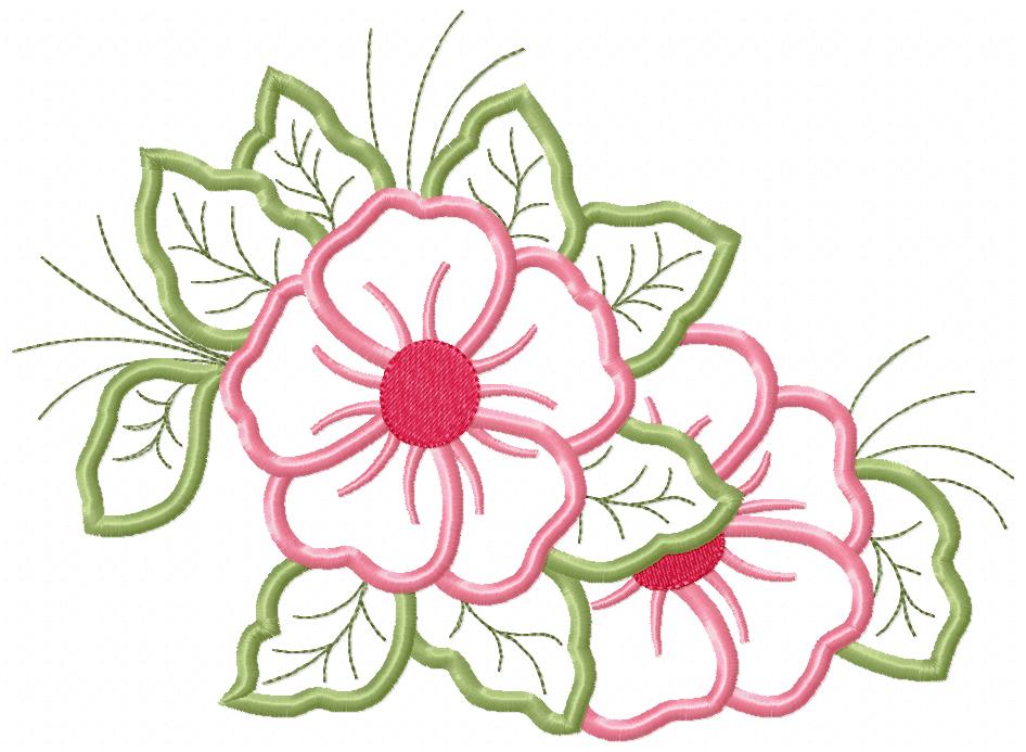 Spring Rose Flower - Applique Embroidery