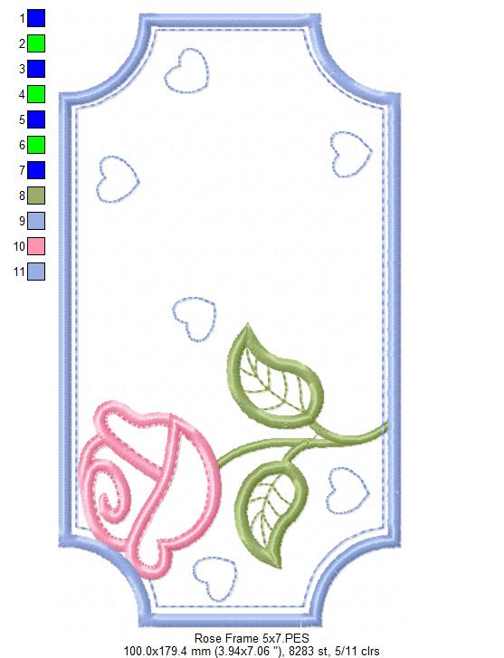 Rose Frame Applique – Machine Embroidery Design