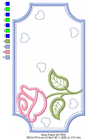 Rose Frame Applique – Machine Embroidery Design