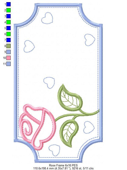 Rose Frame Applique – Machine Embroidery Design