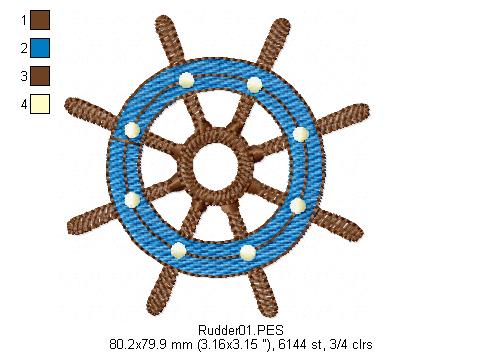 Rudder - Fill Stitch - Machine Embroidery Design