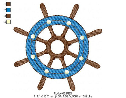Rudder - Fill Stitch - Machine Embroidery Design
