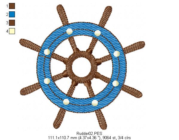 Nautic Pack with 4 designs - Fill Stitch - Machine Embroidery Design