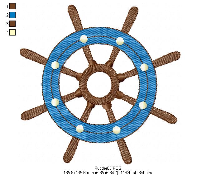Nautic Pack with 4 designs - Fill Stitch - Machine Embroidery Design