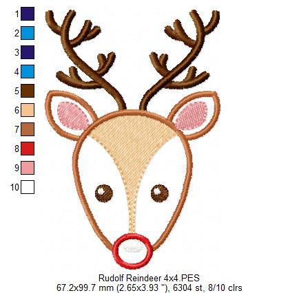 Christmas Rudolph Reindeer - Applique
