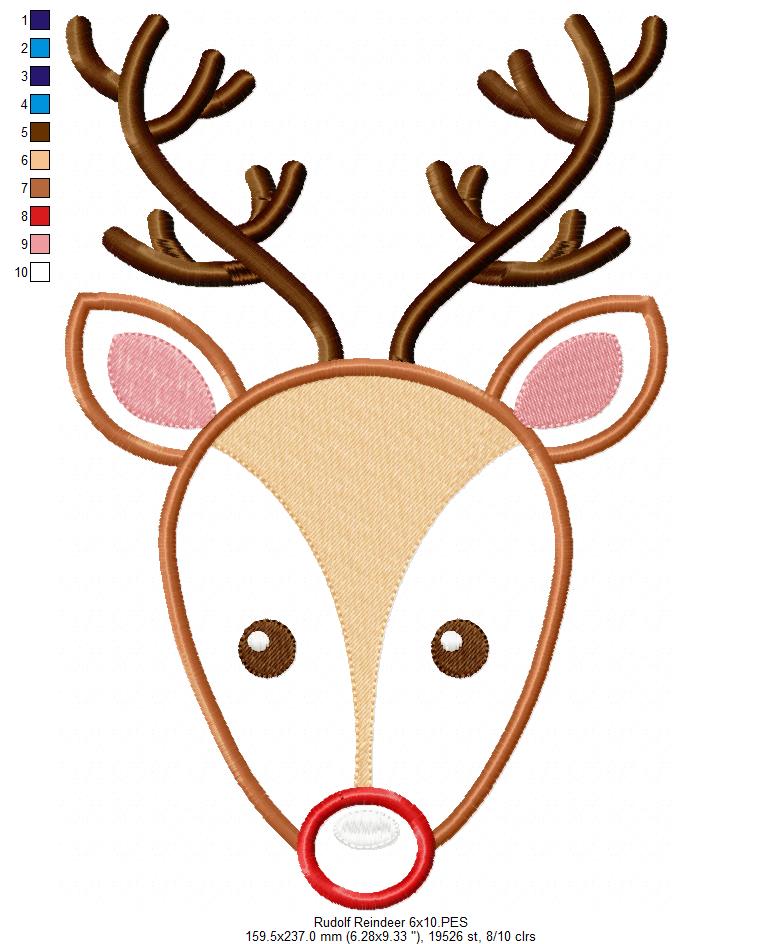 Christmas Rudolph Reindeer - Applique
