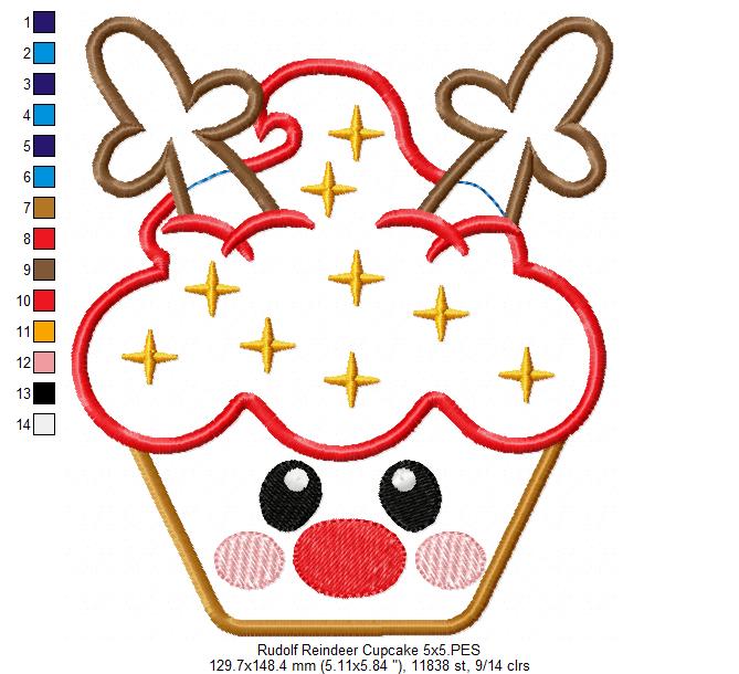 Christmas Cupcakes - Set of 5 designs - Applique