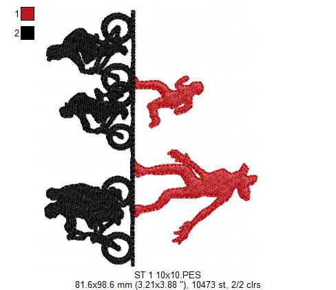 Kids Riding a Bike - Fill Stitch