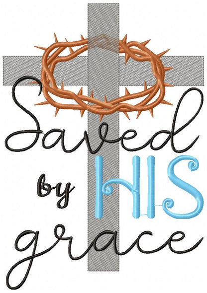 Saved by His Grace Cross – Sketch Stitch – Machine Embroidery Design